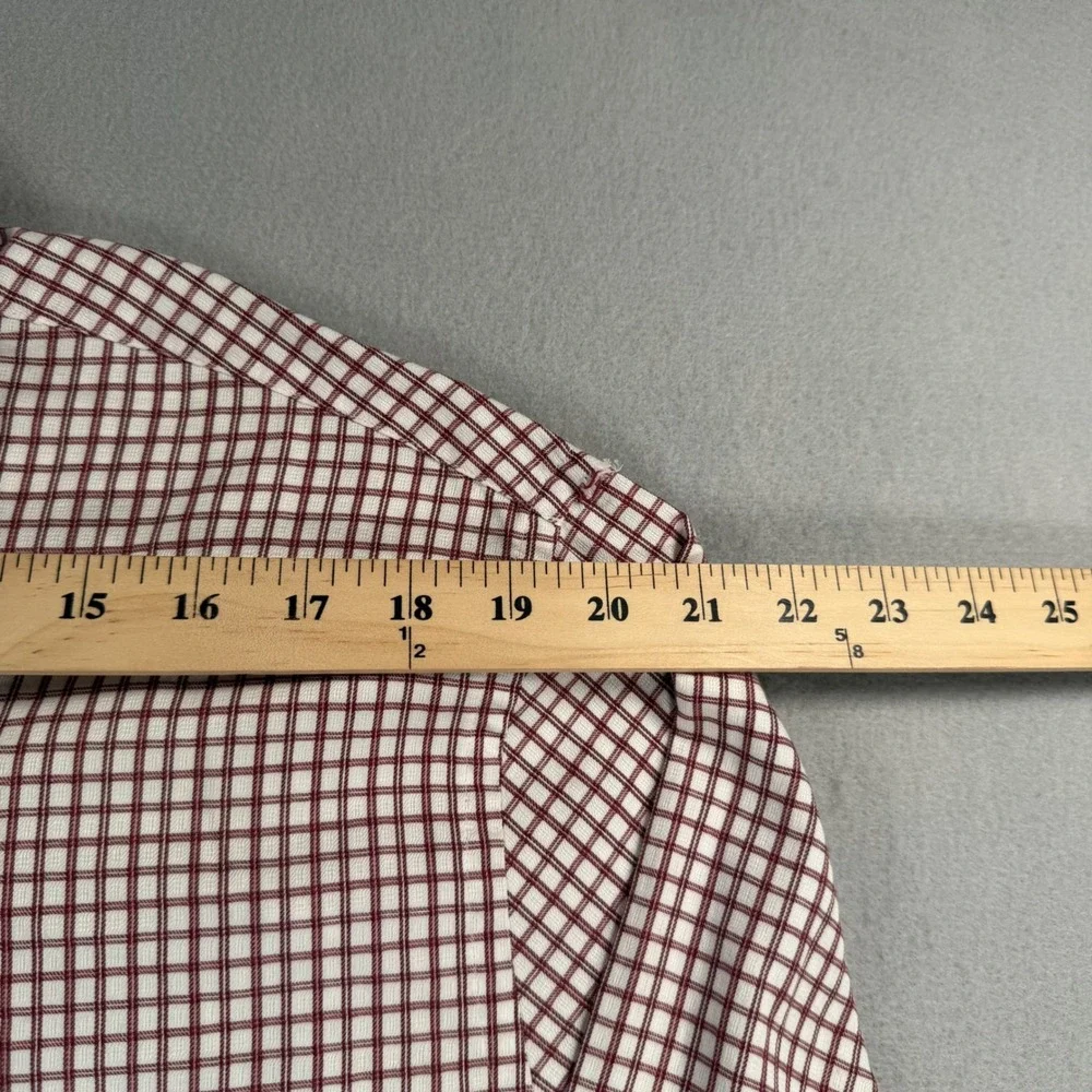 Banana Republic Mens XL Maroon White Graph Check Button Down Shirt Long Sleeve